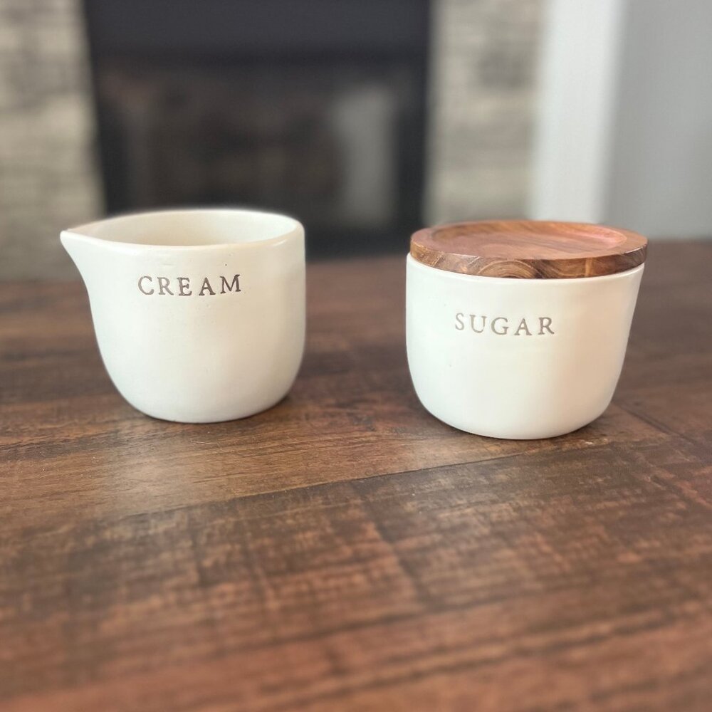 🔥LAST ONE🔥 Hearth & Hand Cream and Sugar Stoneware Cellar Set - NEW